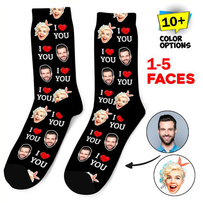 Picture of Personalized Face Socks with I Love You for Valentine's Day socks