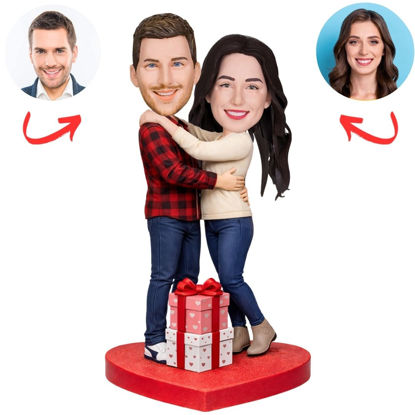 Picture of Custom Bobbleheads: Casual Couple and Gift Box | Personalized Bobbleheads for the Special Someone as a Unique Gift Idea｜Best Gift Idea for Birthday, Christmas, Thanksgiving