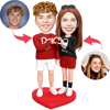 Picture of Custom Bobbleheads: Happy Couple Hand In Hand | Personalized Bobbleheads for the Special Someone as a Unique Gift Idea｜Best Gift Idea for Birthday, Christmas, Thanksgiving