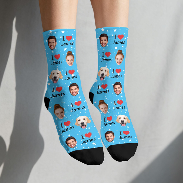 Picture of Personalized Photo Face Socks - Photo Socks with the Name of Your Lover - Gift for Couples