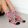 Picture of Personalized Face Socks for Valentine's Day - Covered with Red Hearts with Custom Text - Gift for Couples