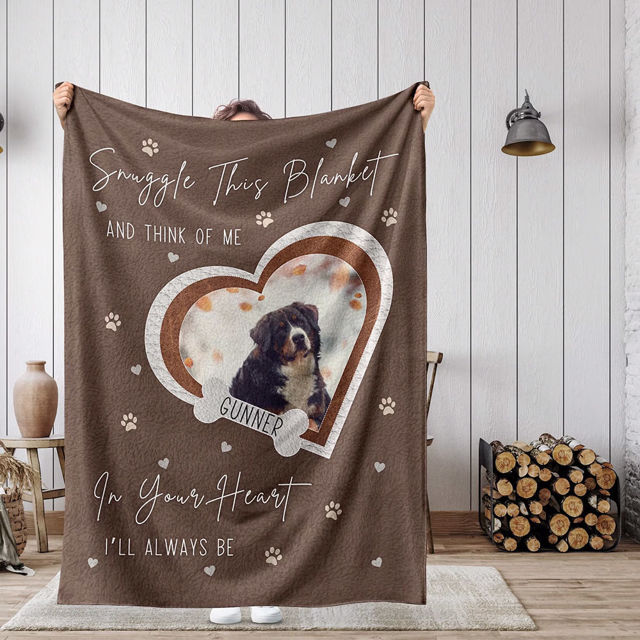 Picture of Personalized Pet Memorial Blankets - Personalized Photo Cat/Dog Blanket Fleece Blanket - Heartwariming Gift