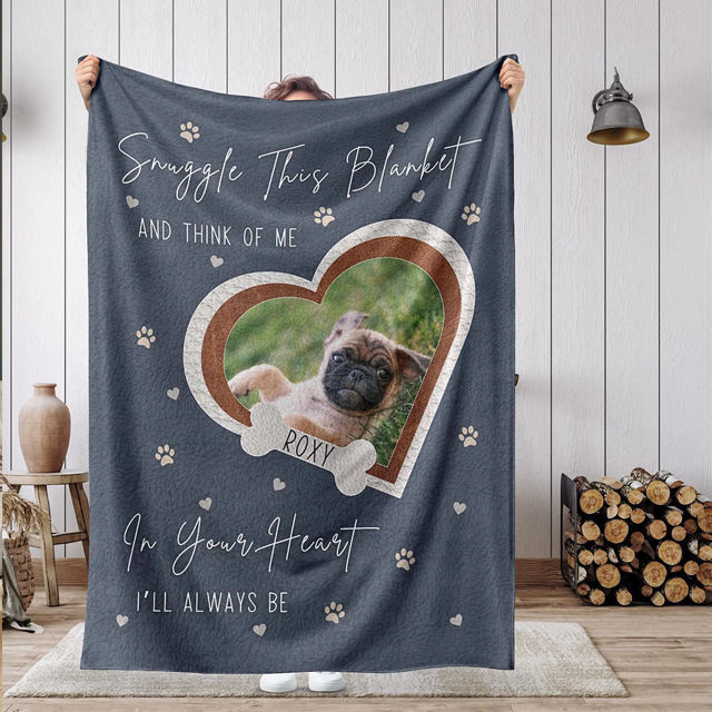 Picture of Personalized Pet Memorial Blankets - Personalized Photo Cat/Dog Blanket Fleece Blanket - Heartwariming Gift