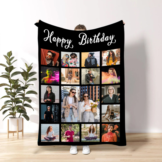 Picture of Personalized photo blankets - Custom text blankets - Up to 20 photos