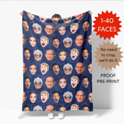 Picture of Personalized Faces Blanket - Personlized Christams Blanket with Multiple Faces - Nice Holiday Gift for Friends and Family