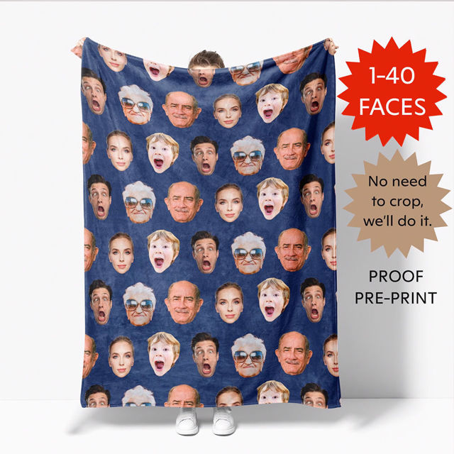 Picture of Personalized Faces Blanket - Personlized Christams Blanket with Multiple Faces - Nice Holiday Gift for Friends and Family