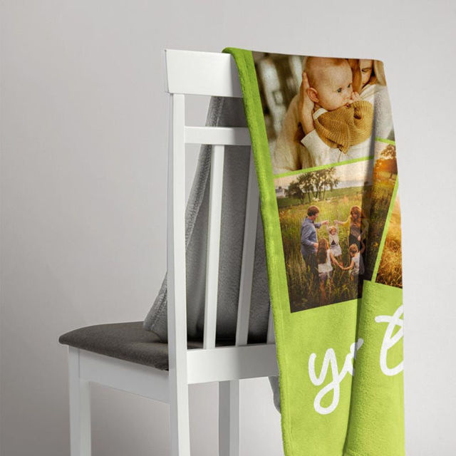 Picture of Personalized Photo Blanket with Text - Personalized Family Blanket with 9 Photos - Make Your Own Blankets - Best Gifts for Family