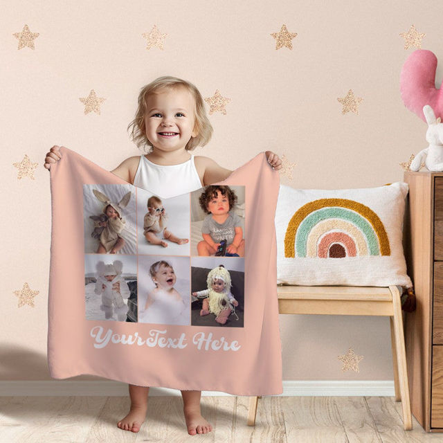 Picture of Personalized Photo Blanket with Text - Personalized Family Blanket with 9 Photos - Make Your Own Blankets - Best Gifts for Family