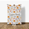Picture of Personalized Halloween Custom Blanket - Personalized Blanket - White Halloween Cute Pumpkin and Candy