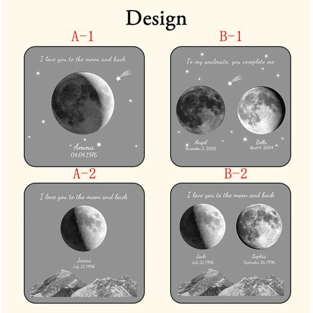 Picture of Personalized Moon Phase Crystal Lamp | Double Moon Phase And Mountain Crystal Lamp