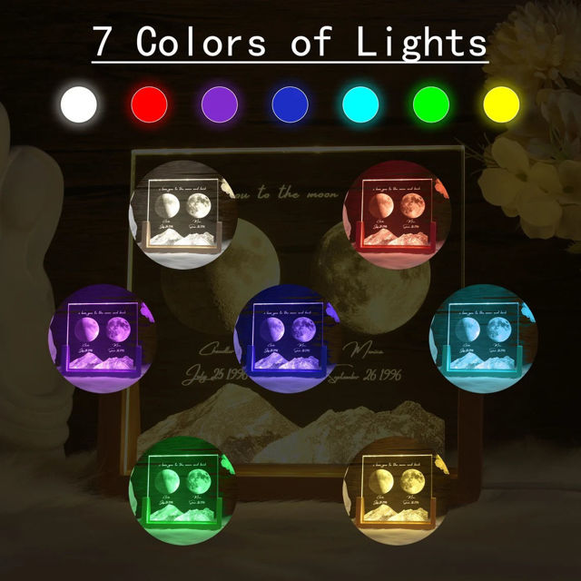 Picture of Personalized Moon Phase Crystal Lamp | Double Moon Phase And Mountain Crystal Lamp