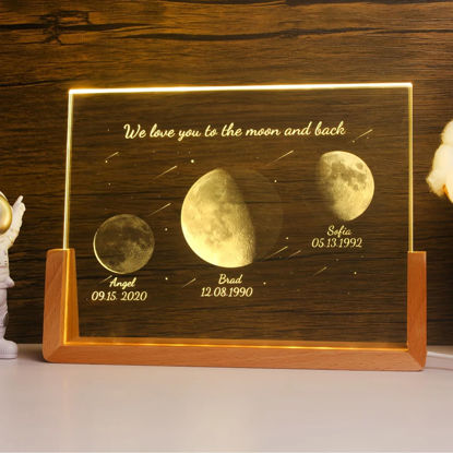 Picture of Personalized Moon Phase Crystal Lamp | Three Moon Phase Crystal Lamp