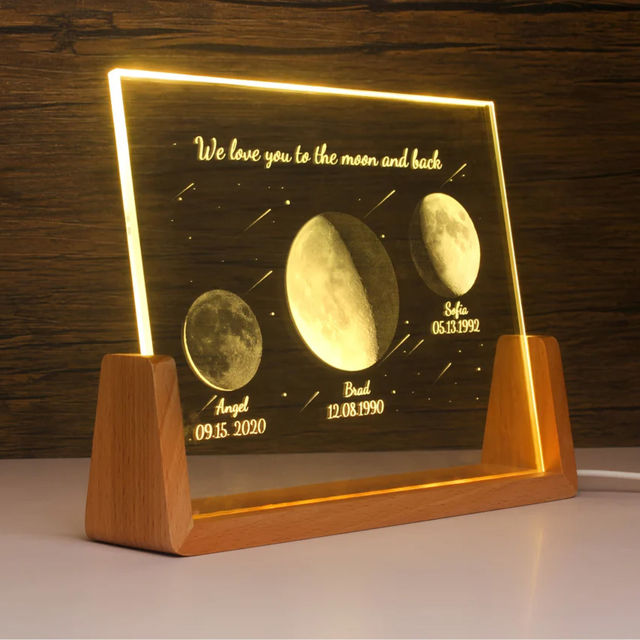 Picture of Personalized Moon Phase Crystal Lamp | Three Moon Phase Crystal Lamp