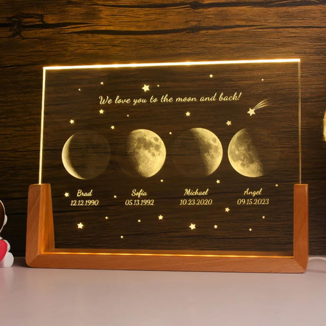 Picture of Personalized Moon Phase Crystal Lamp | Family Moon Phase Crystal Lamp