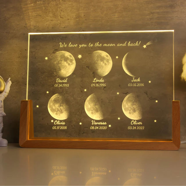 Picture of Personalized Moon Phase Crystal Lamp | Family Moon Phase Crystal Lamp