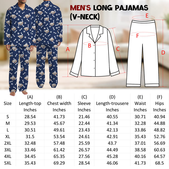 Picture of Personalized Pajamas Customized photo pet element pajamas Customized casual home pajamas complete set